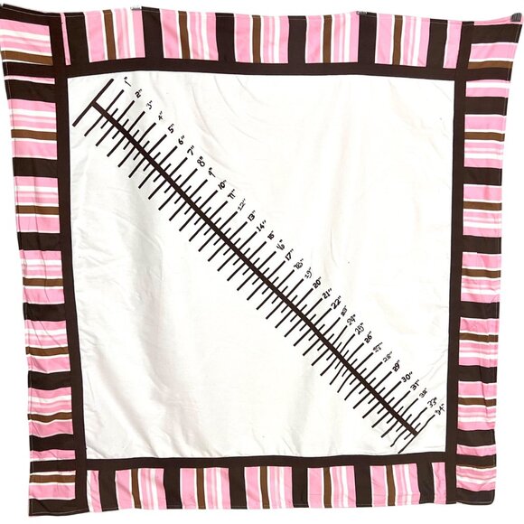 Infant Milestone Tracking Growth Chart Baby Blanket 36"x36" Pink Brown Ruler - Picture 2 of 8